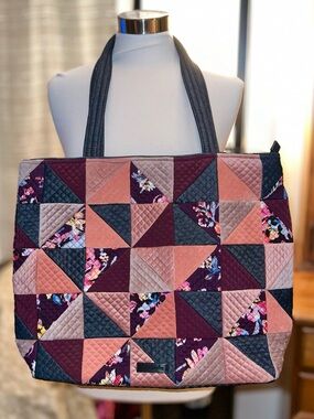 Vera Bradley Iconic Vera Tote in Navy Denim Patchwork